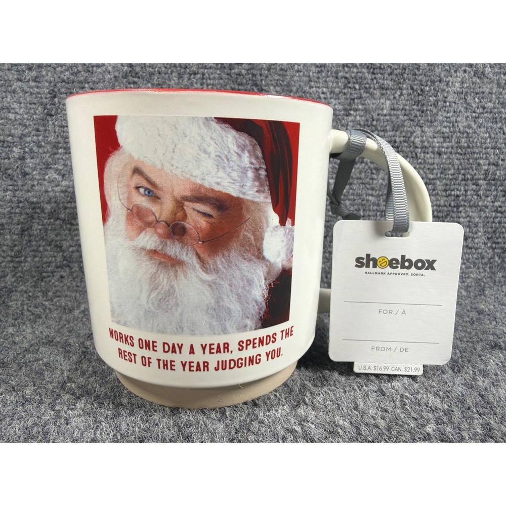Hallmark Shoebox Funny Santa Claus Christmas Mug Red White  NWT